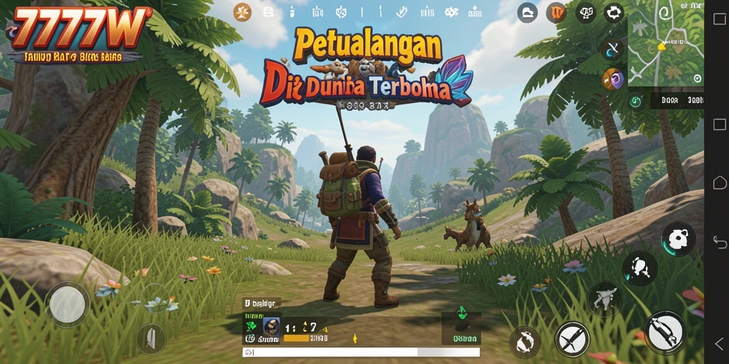 Gameplay <strong>7777W</strong> menampilkan eksplorasi dunia terbuka yang kaya dan beragam.