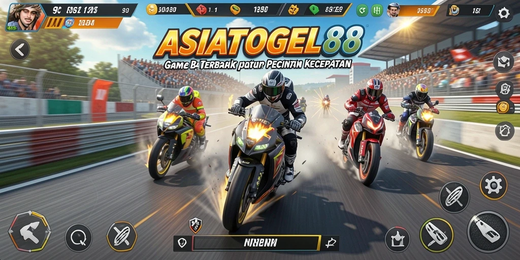 Screenshot gameplay ASIATOGEL88 menampilkan balapan yang penuh aksi dan kecepatan tinggi.