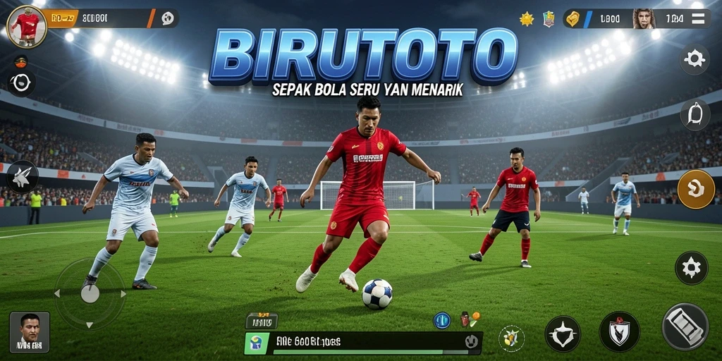 Tampilan utama BIRUTOTO dengan aksi sepak bola yang mendebarkan.