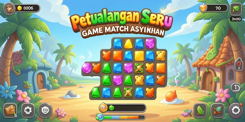 Screenshot D06 menampilkan gameplay Match-3 yang seru dan menantang.