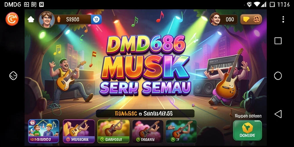 Screenshot gameplay DMD686 menampilkan suasana bermain musik yang seru.