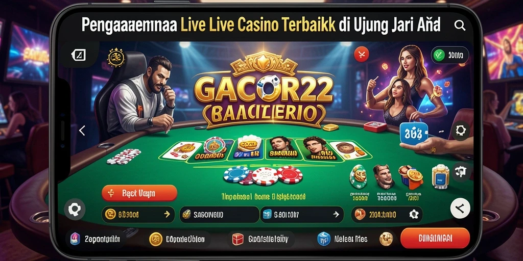 Screenshot GACOR22 menampilkan dealer yang beraksi di permainan Live Casino.