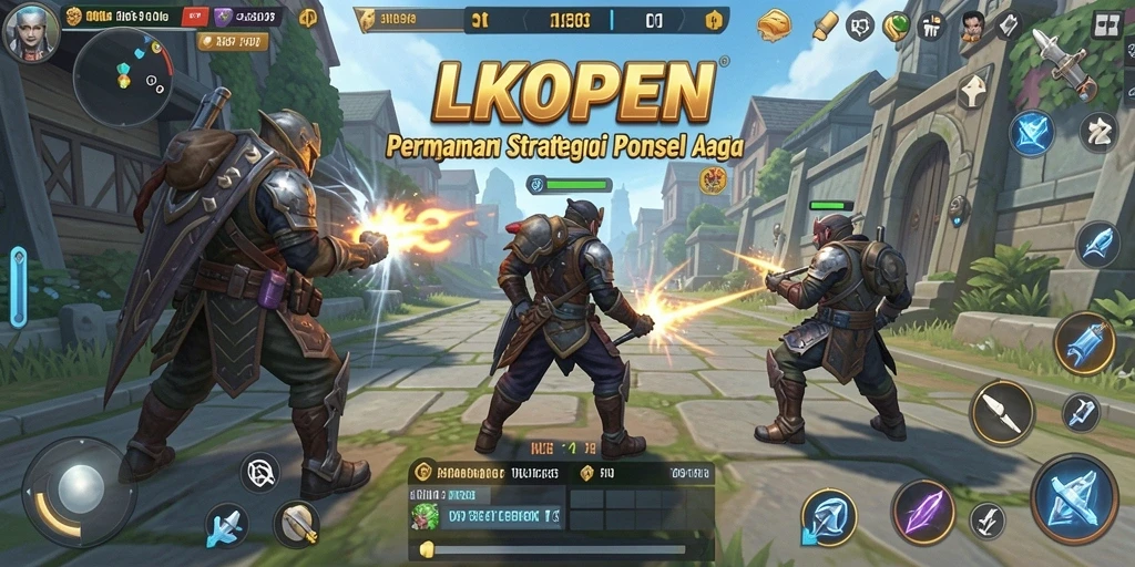 Screenshot gameplay LKOPEN menampilkan pertempuran strategis yang dinamis.
