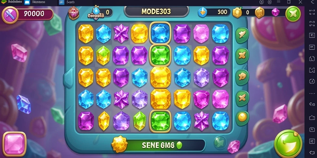 Tampilan gameplay seru dengan berbagai permata berwarna.