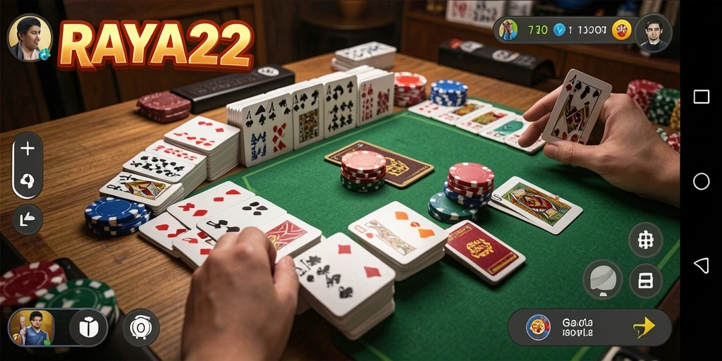 Tampilan gameplay RAYA22 dengan kartu Gaple yang menarik.