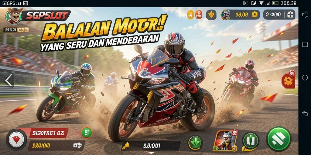 Tampilan gameplay menegangkan di lintasan balap SGPSLOT.