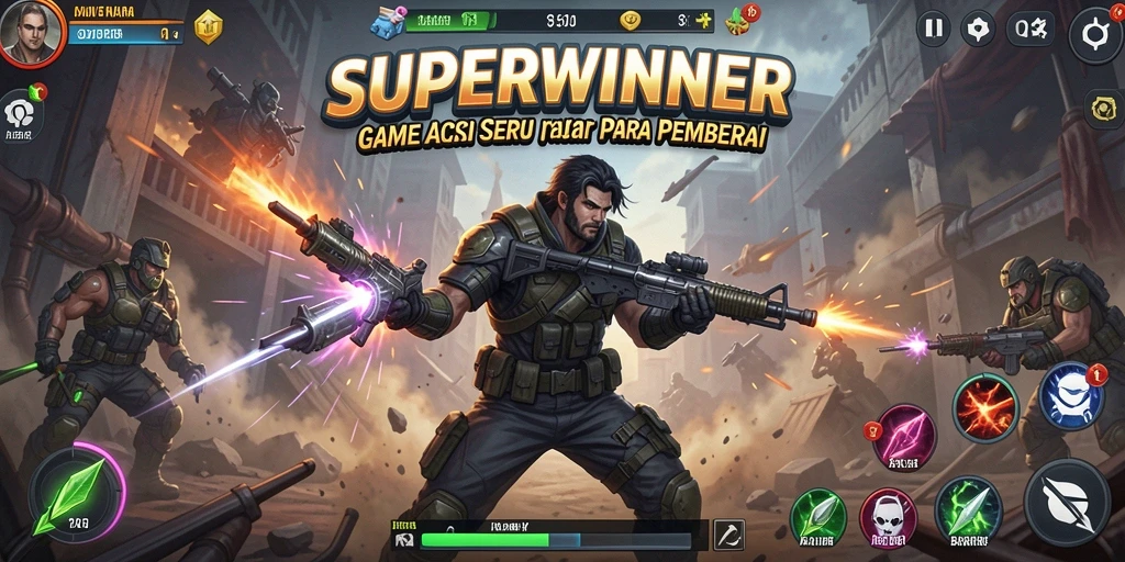 Tangkapan layar menunjukkan ketegangan pertempuran dalam SUPERWINNER.