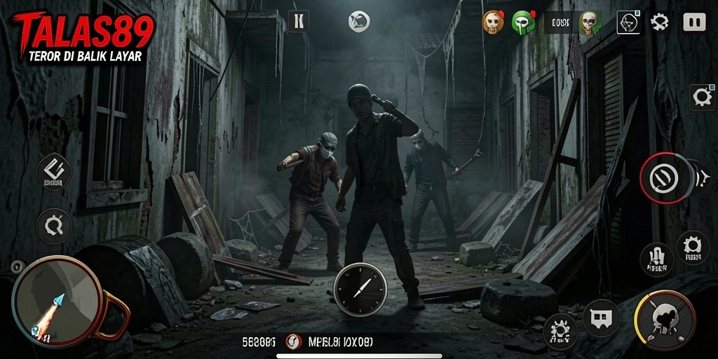 Screenshot utama TALAS89 menampilkan suasana mencekam dalam permainan.